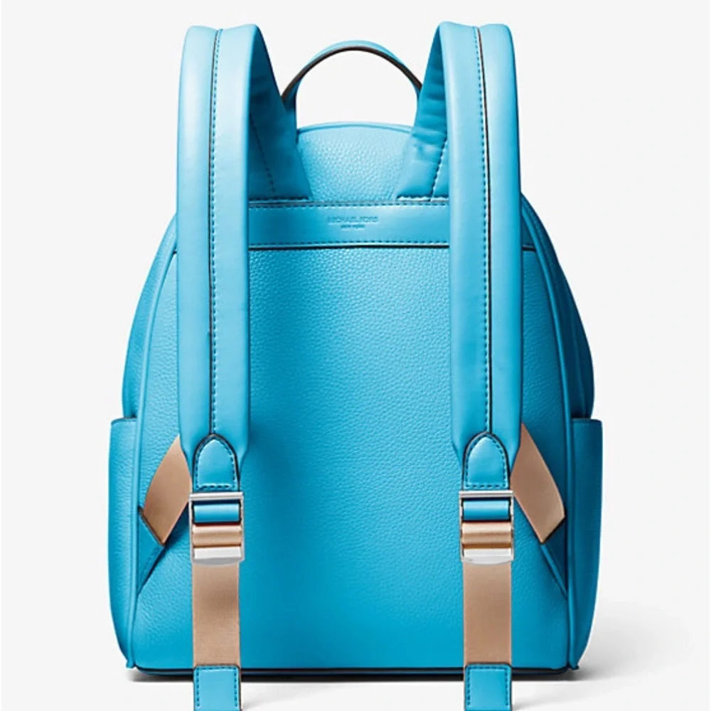 Michael Kors Bex Medium Pebbled Leather Backpack COLOR SANTORINI BLUE NWT